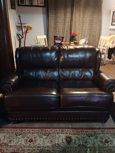 Used leather sofa - leather, loveseat